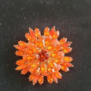 Vintage Round Orange Brooch